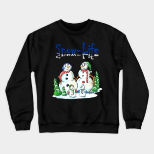 Snowman Family in Christmas Winter Landcape Crewneck Sweatshirt